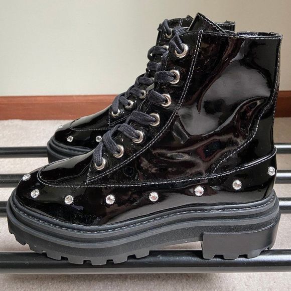 SCHUTZ Women Abeli Leather Combat Boots - NEW - Picture 2 of 7